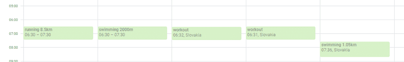 Training calendar in Google Calendar